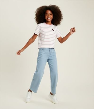 Remera Infantil Rayada con Bordado de Cereza – Talle 5 a 14 años