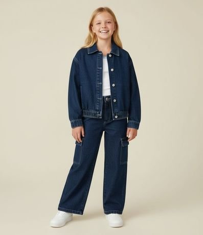 Campera Infantil Bomber en Jeans con Bolsillos Delanteros – Talle 5 a 14 años