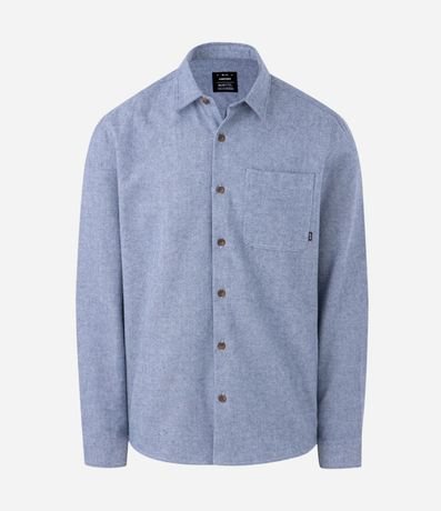Camisa Comfort Manga Larga en Franela con Bolsillo y Textura 5