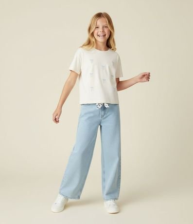 Remera Infantil con Bordado de Moñitas – Talle 5 a 14 años