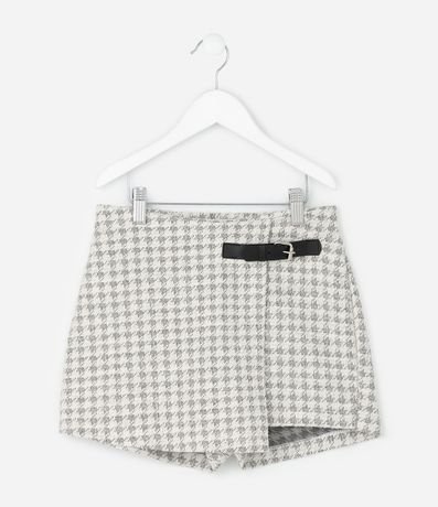 Short Pollera Infantil en Tweed con Hebilla Lateral – Talle 5 a 14 años