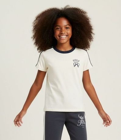 Remera Baby Look Infantil con Bordado de Lazo – Talle 5 a 14 años