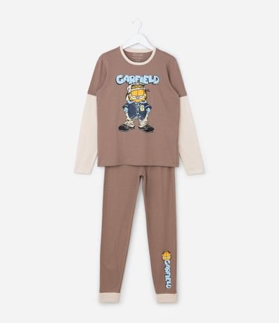 Pijama Infantil do Garfield con Mangas Contrastante – Talle 5 a 14 años 2