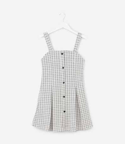 Vestido Infantil en Tweed con Breteles Anchos y Botones Delanteros – Talle 5 a 14 años 2