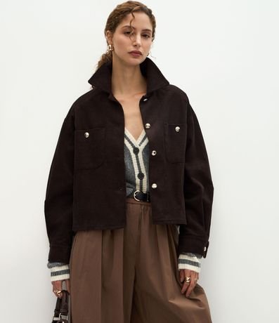 Campera en Terciopelo con Abotonado Delantero