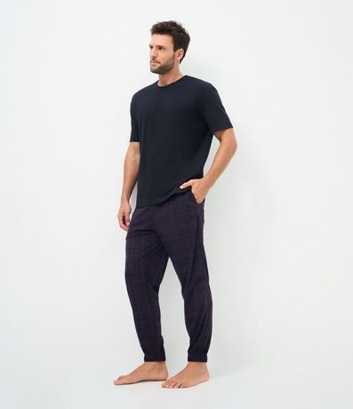 Pantalón de Pijama Masculino Jogger en Plush a Cuadros