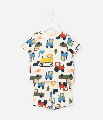 Conjunto Infantil con Estampado de Camiones – Talle RN a 18 Meses