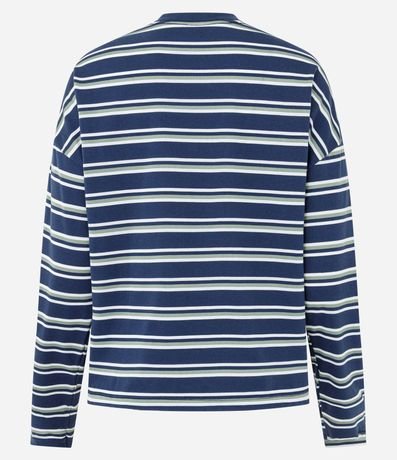 Blusa Regular Manga Larga en Algodón con Estampa Rayada 2