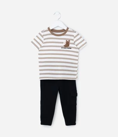 Conjunto Infantil con Rayas y Aplique de Animalito – Talle 1 a 6 años