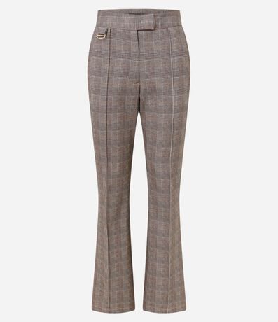 Pantalón Flare en Punto Roma con Estampa de Cuadros 5
