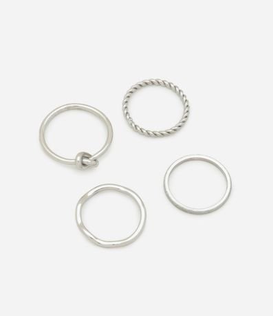 Kit 04 Anillos Finos Texturizados a Prueba de Agua