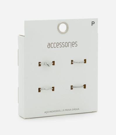 Kit 04 Anillos Finos Texturizados a Prueba de Agua 3