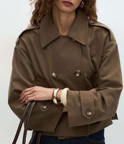 Trench Coat Corto con Abotonado Cruzado 4