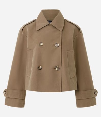 Trench Coat Corto con Abotonado Cruzado
