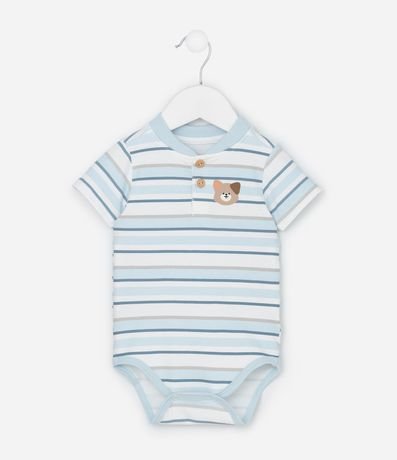 Body Infantil Listrado con Perrito en el Pecho – Talle RN a 18 Meses
