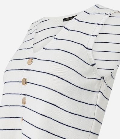 Chaleco en Punto con Cierre por Botones y Estampado Rayada 6