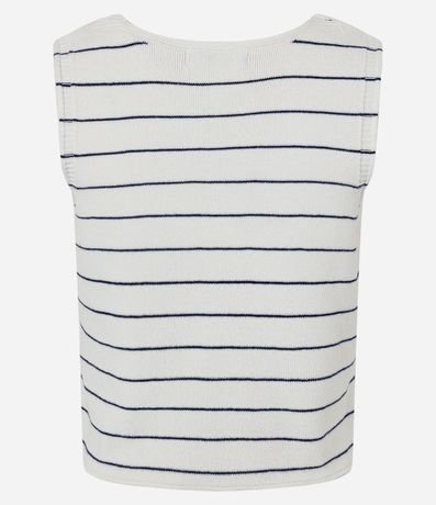 Chaleco en Punto con Cierre por Botones y Estampado Rayada 7