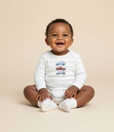 Body Infantil con Estampa de Carritos y Rayas – Talle 0 a 18 Meses 1