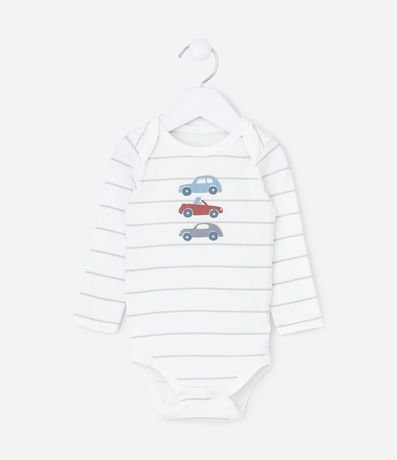 Body Infantil con Estampa de Carritos y Rayas – Talle 0 a 18 Meses