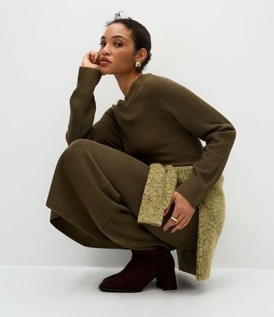 Vestido Midi en Punto con Manga Larga 3