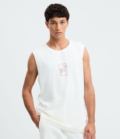 Musculosa Comfort en Algodón con Estampado Playero