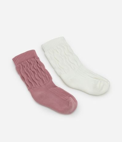 Kit 02 Medias infantiles Caño Medio en Algodón - Talle 24/29 - 30/35