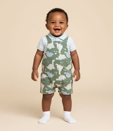 Peto Infantil en Algodón con Estampa de Dinossauros – Talle 0 a 18 Meses