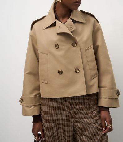 Trench Coat Corto con Abotonado Cruzado 2