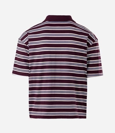 Remera en Malla con Cuello Polo y Estampa de Rayas 5