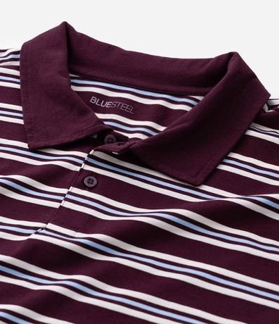 Remera en Malla con Cuello Polo y Estampa de Rayas 7
