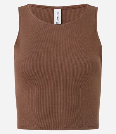 Blusa Cropped sin Mangas en Algodón Acanalado 4