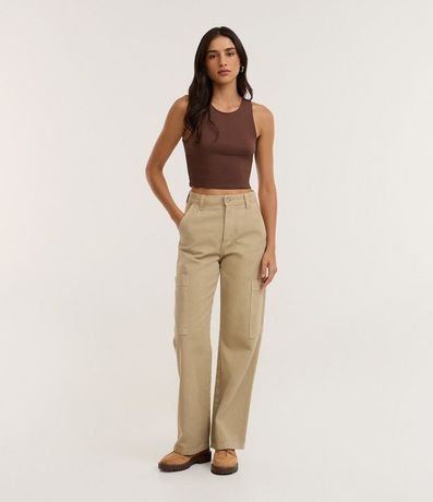 Blusa Cropped sin Mangas en Algodón Acanalado 2