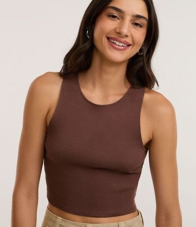 Blusa Cropped sin Mangas en Algodón Acanalado 3