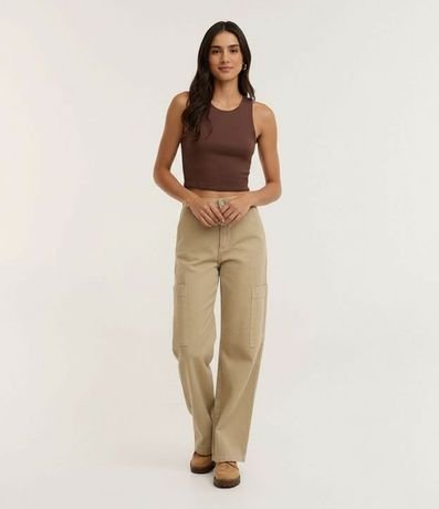 Blusa Cropped sin Mangas en Algodón Acanalado 4