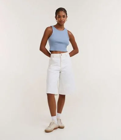 Blusa Cropped sin Mangas en Algodón Acanalado 2