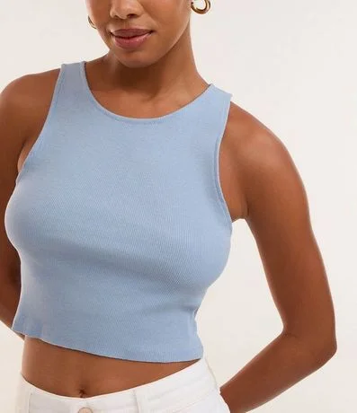 Blusa Cropped sin Mangas en Algodón Acanalado 3