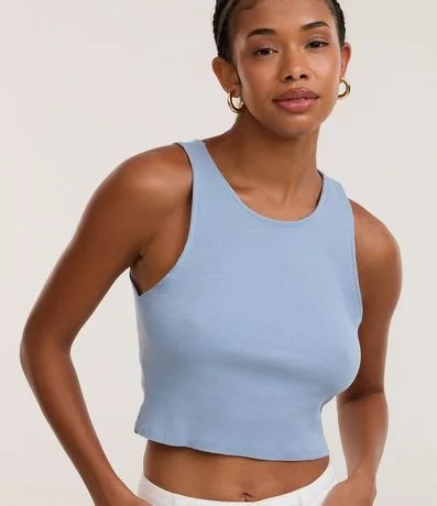 Blusa Cropped sin Mangas en Algodón Acanalado 4