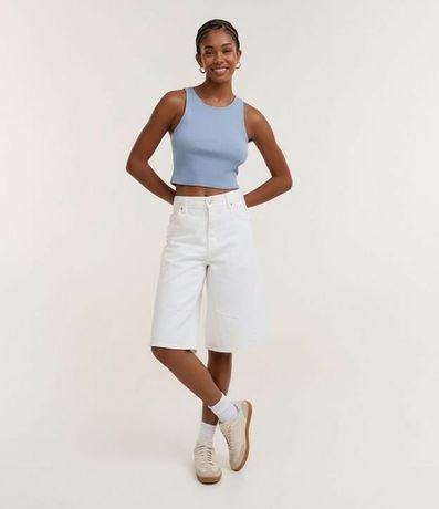 Blusa Cropped sin Mangas en Algodón Acanalado 5