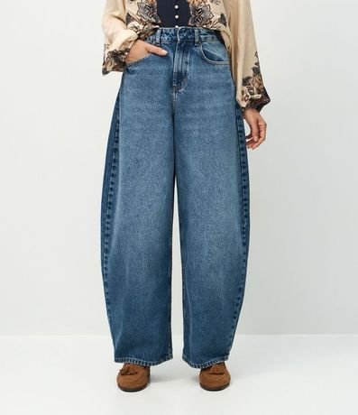 Pantalón Barrel en Jeans con Cintura Mediana 4