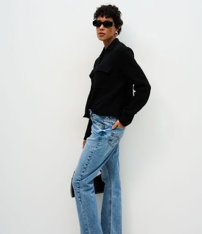 Pantalón Recto Estructurado en Jeans