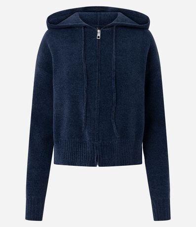 Suéter en Punto Chenille con Capucha y Cremallera 5