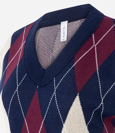 Blusa en Punto con Estampa de Cuadros Argyle 6