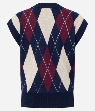 Blusa en Punto con Estampa de Cuadros Argyle 7
