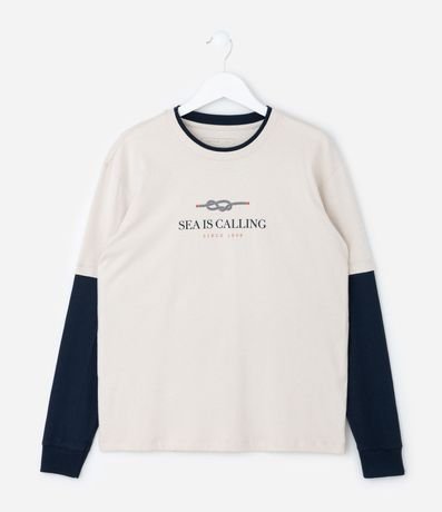 Remera Infantil con Manga Sobrepuesta  e Lettering – Talle 5 a 14 años 2