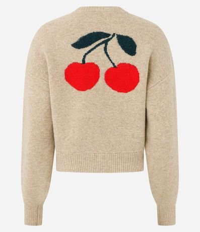 Cardigan en Punto con Bordado de Cereza y Cremallera 7