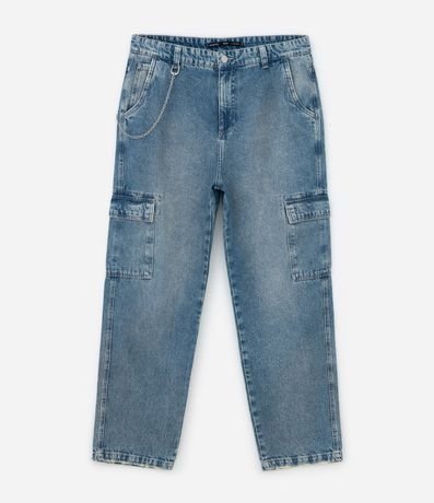 Pantalón Baggy Cargo en Jeans con Cadena Desmontable 4