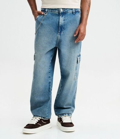 Pantalón Baggy Cargo en Jeans con Cadena Desmontable 2