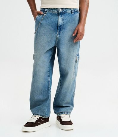 Pantalón Baggy Cargo en Jeans con Cadena Desmontable 3