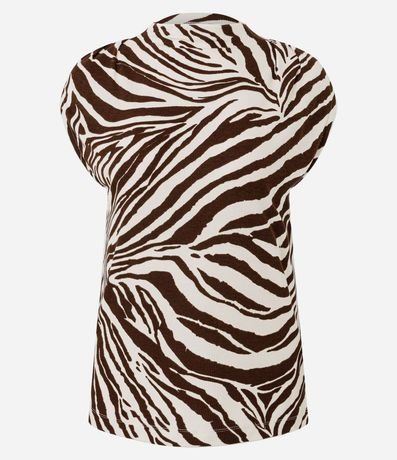 Blusa sin Manga con Fruncido en el Hombro y Estampado de Zebra 5