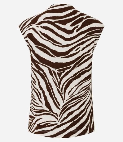 Blusa sin Manga con Fruncido en el Hombro y Estampado de Zebra 6